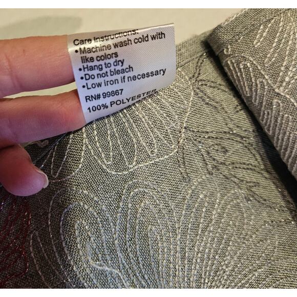 Holiday Table Runner Signature Homestyle 52" x 16" Linen Sparkle Embroidery - Picture 7 of 9